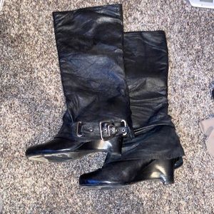 Size 9 Naughty Monkey high heel faux leather black boots